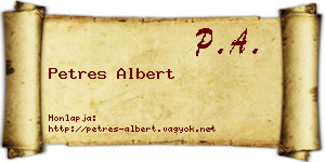 Petres Albert névjegykártya